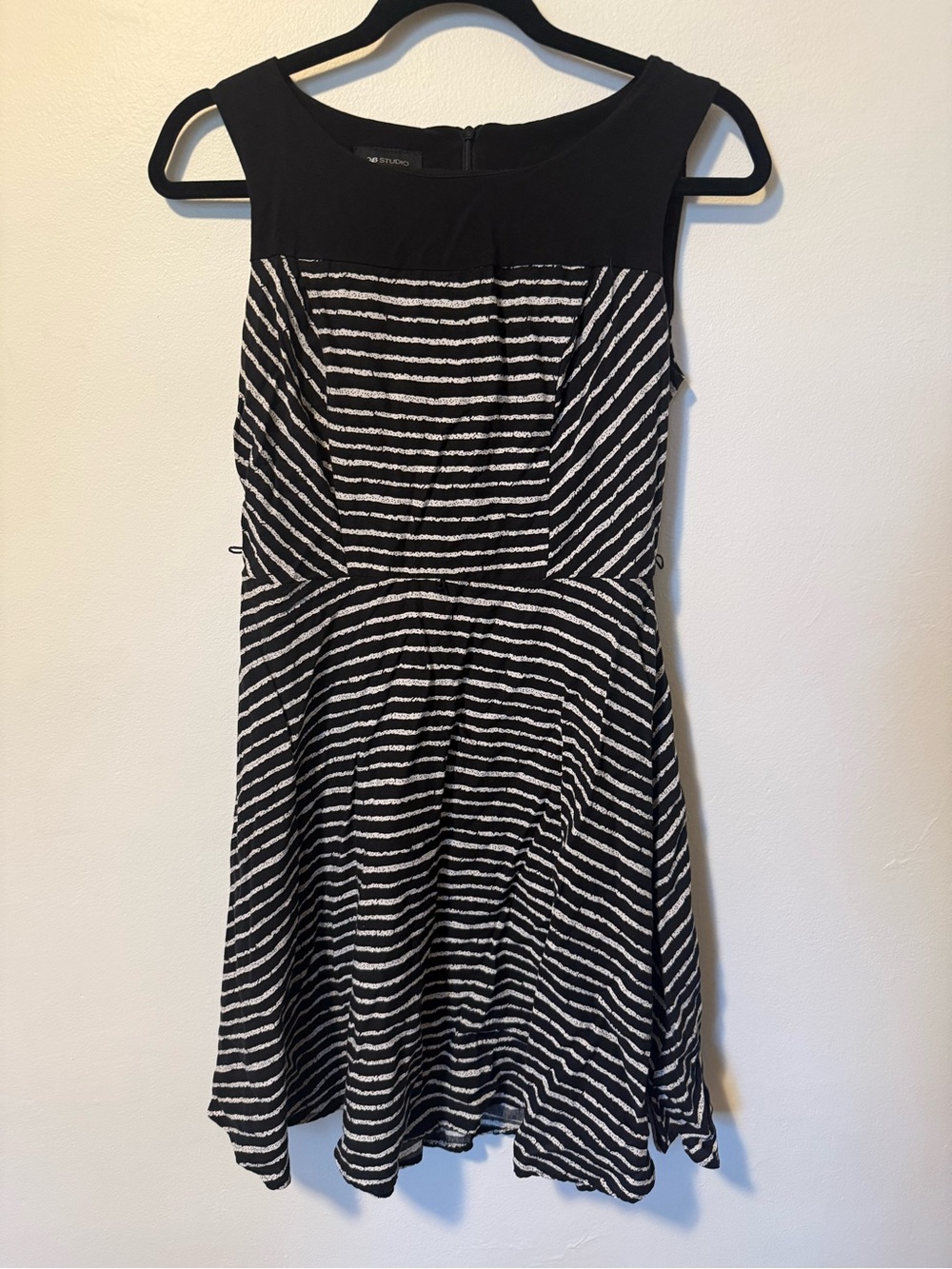 AB Studio Black & White Striped Sleeveless Mini Dress Size 10